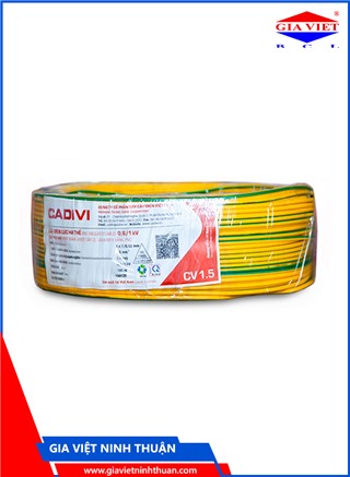 Dây te Cadivi Vàng Xanh cv 1.5 (dây tiếp địa, dây PE) cuộn 100 mét