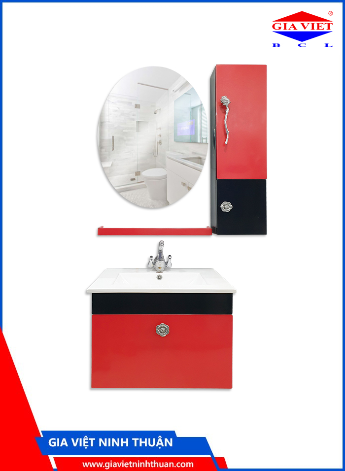 Lavabo kính inox màu đỏ 2106-3 -Sosani