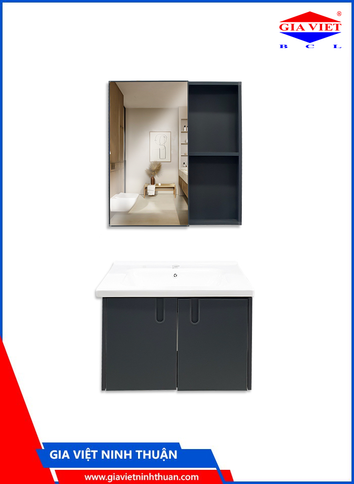 Lavabo tủ nhôm + gương 60x47 T140 - Castle-s